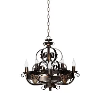 Люстра подвесная V1166/5 Vitaluce без плафона на 5 ламп, основание коричневое в стиле кантри ковка Люстра подвесная V1166/5 Vitaluce без плафона на 5 ламп, основание коричневое в стиле кантри ковка